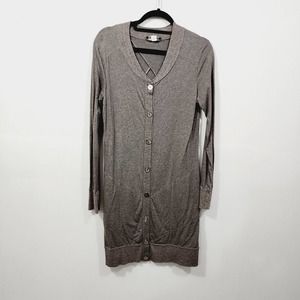 Stewart + Brown Organic Cotton Long Sleeve Button Front Tunic Dress Women's Sz M